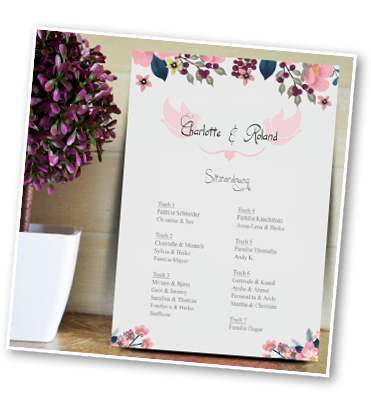 Wedding Art Sitzordnung Wedding-Art Blumen